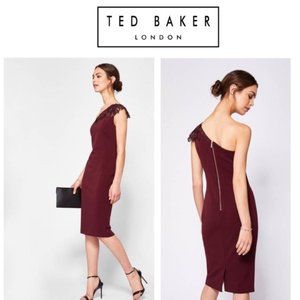 TED BAKER Jalis One Shoulder Cocktail Dress